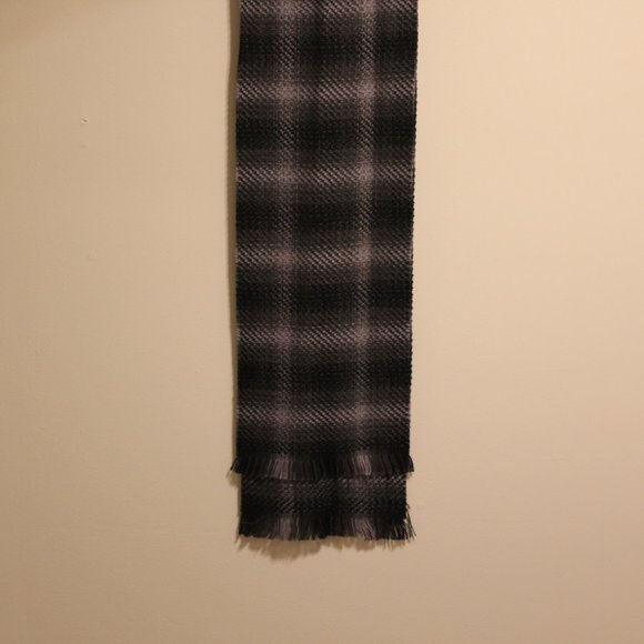 Charcoal Grey  Plaid Vintage Scarf - Picture 3 of 7